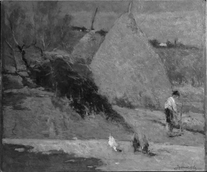 Pagliai, paesaggio rurale (dipinto) di Tommasi Lodovico (fine sec. XIX)
