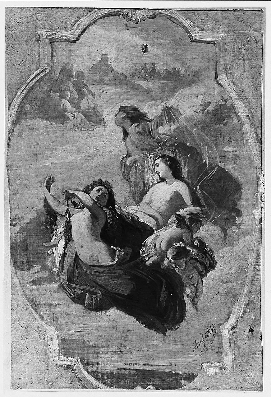 Psiche condotta sull'Olimpo (dipinto) di Gatti Annibale (sec. XIX)
