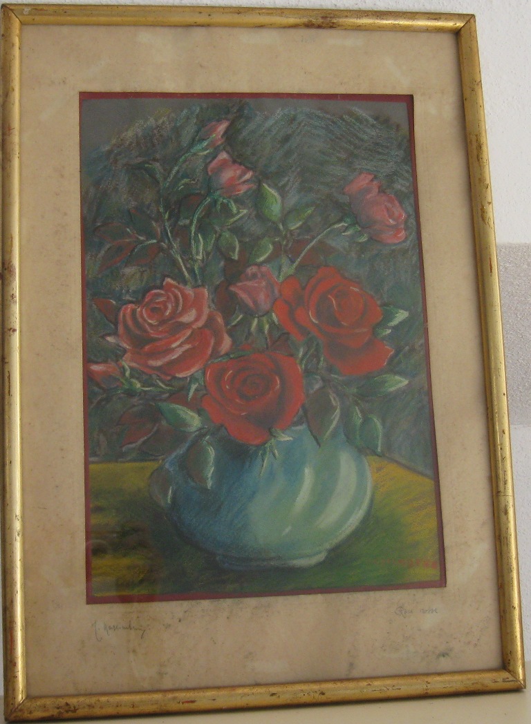 Rose rosse, rose in vaso (disegno)