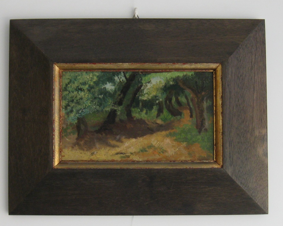 Sentiero nel bosco, sentiero nel bosco (dipinto) di Ballero Antonio (sec. XX)