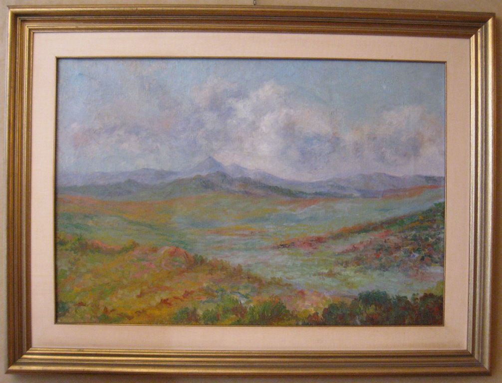 Monte Gonare, paesaggio campestre (dipinto) di Ballero Antonio (sec. XX)