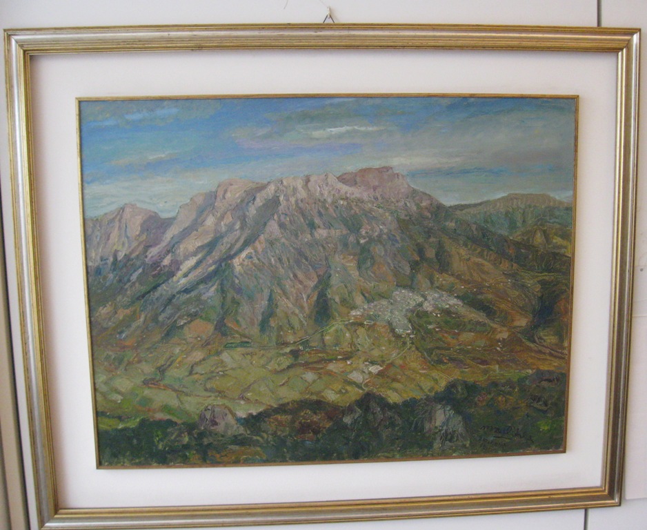 Ortobene, veduta del monte Ortobene (dipinto) di Delitala Mario (sec. XX)