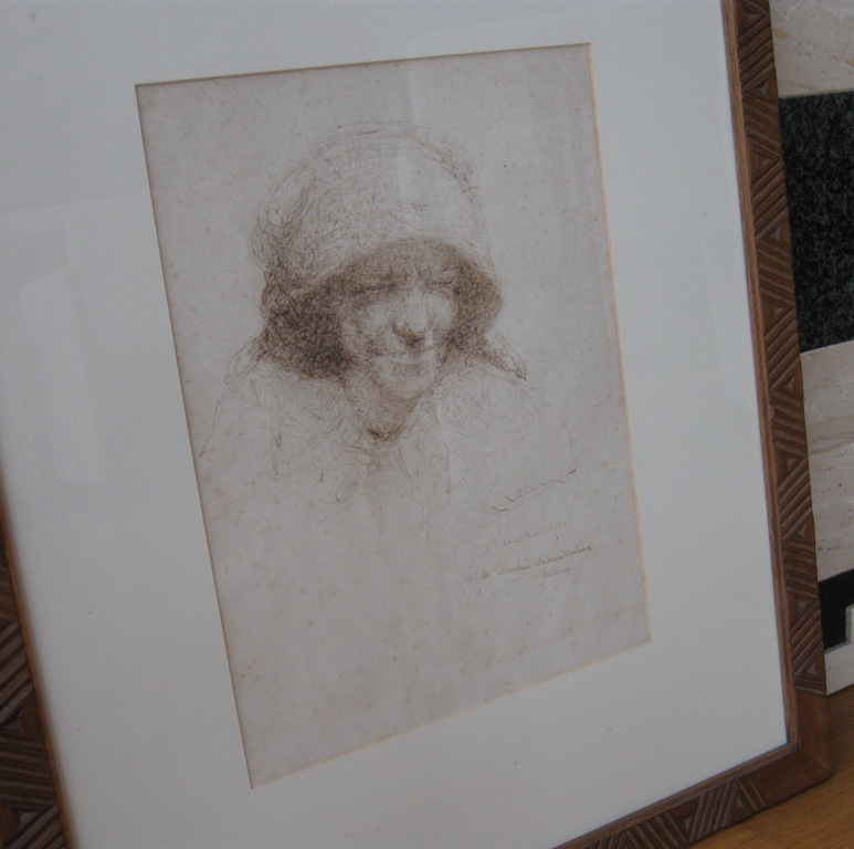 Zia Rosa lavandaia della Colonia Montana sull'Orthobene, ritratto di figura femminile (disegno) di Ballero Antonio (sec. XX)
