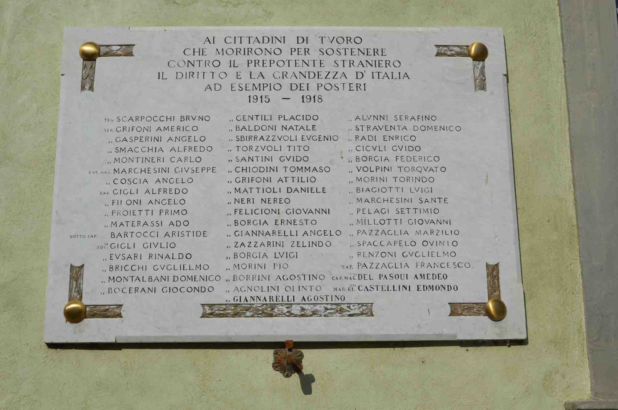 Lapide commemorativa ai caduti - ambito Italia centrale (XX)