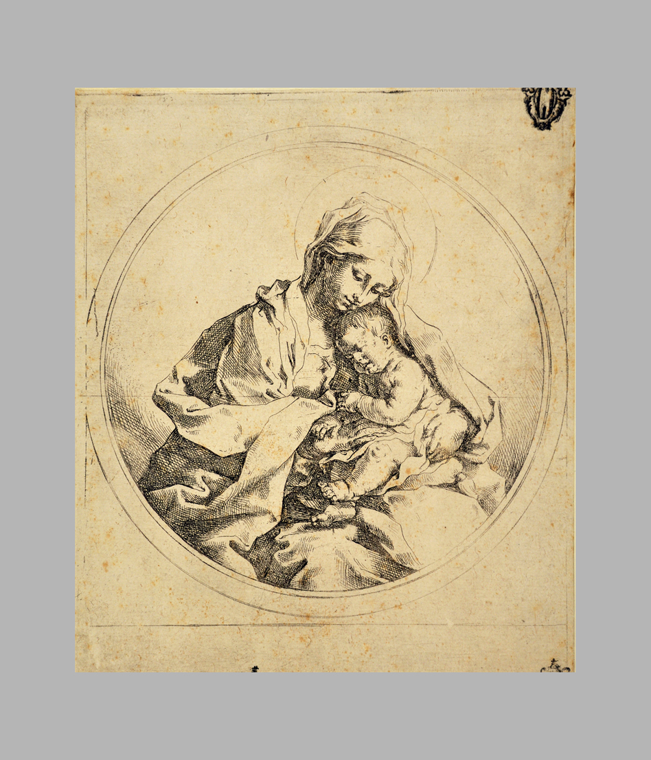 Madonna con Bambino dormiente (stampa) di Reni Guido (prima metà sec. XVII)