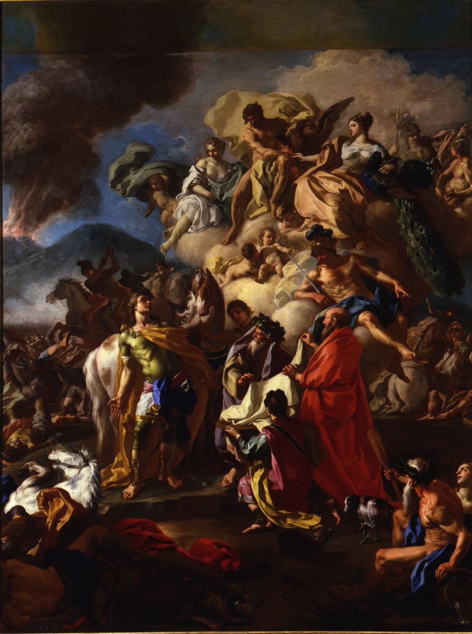 Episodio di storia campana, Episodio di storia campana (dipinto, opera isolata) di De Mura Francesco (attribuito) (secondo quarto sec. XVIII)