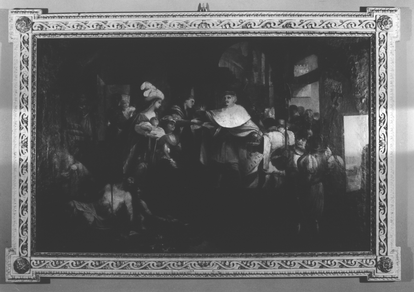 Il Doge Leonardo Montaldo restituisce la libertà e il regno di Cipro a Giacomo Lusignano e alla sua famiglia, Leonardo Montaldo che restituisce la libertà ai Lusignano (dipinto, opera isolata) di David Giovanni (ultimo quarto sec. XVIII)