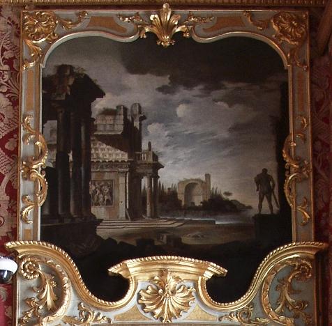 Paesaggio con rovine, Paesaggio con rovine (sovrapporta, coppia) di Gambone Giovanni Domenico (metà sec. XVIII)