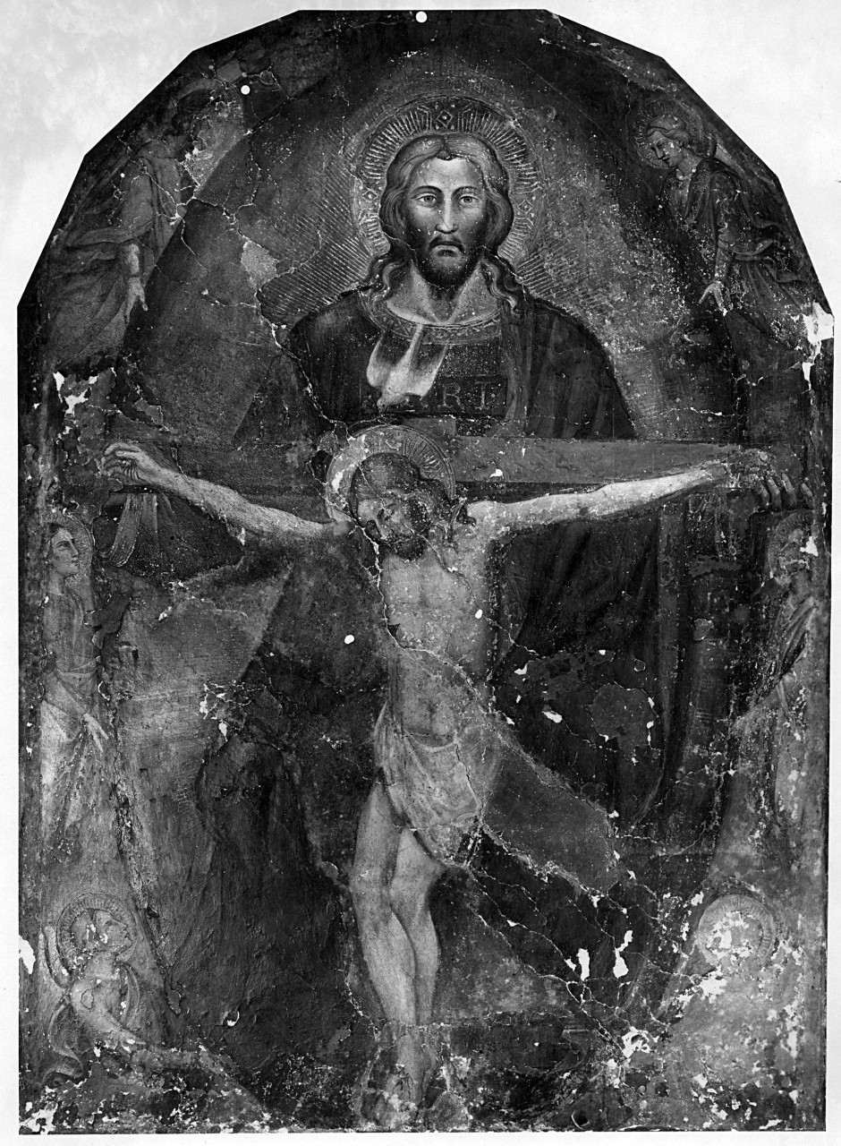 Arezzo - Museo Statale d'Arte Medievale e Moderna - Affresco Staccato, La Trinità, Spinello Aretino (negativo) di Spinello Aretino, Gabinetto fotografico del Polo Museale Fiorentino (laboratorio) (primo quarto XX)