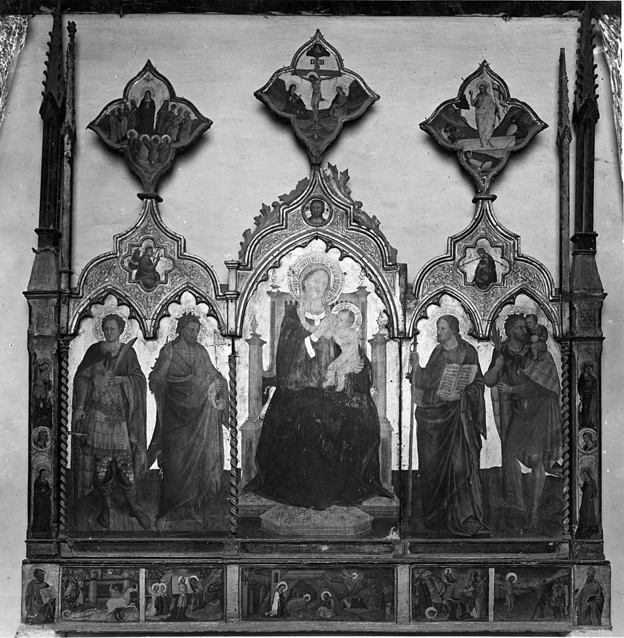 Bibbiena - Propositura dei Santi Ippolito e Donato - Trittico con Madonna in trono e santi; Bicci di Lorenzo (negativo) di Bicci di Lorenzo, Neri di Bicci, Gabinetto fotografico del Polo Museale Fiorentino (laboratorio) (primo quarto XX)