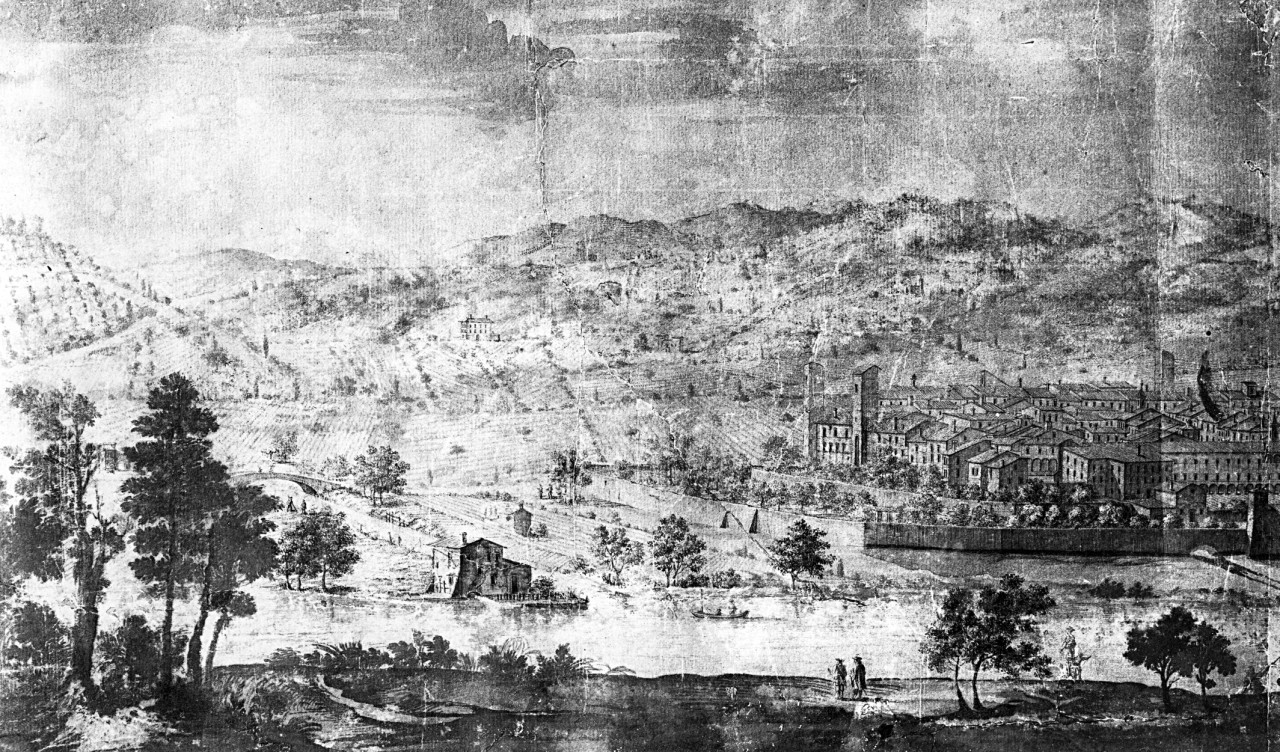 Bibbiena - collocazione ignota - Veduta di Pratovecchio (negativo) di Terreni Jacopo (attr), Gabinetto fotografico del Polo Museale Fiorentino (laboratorio) (primo quarto XX)