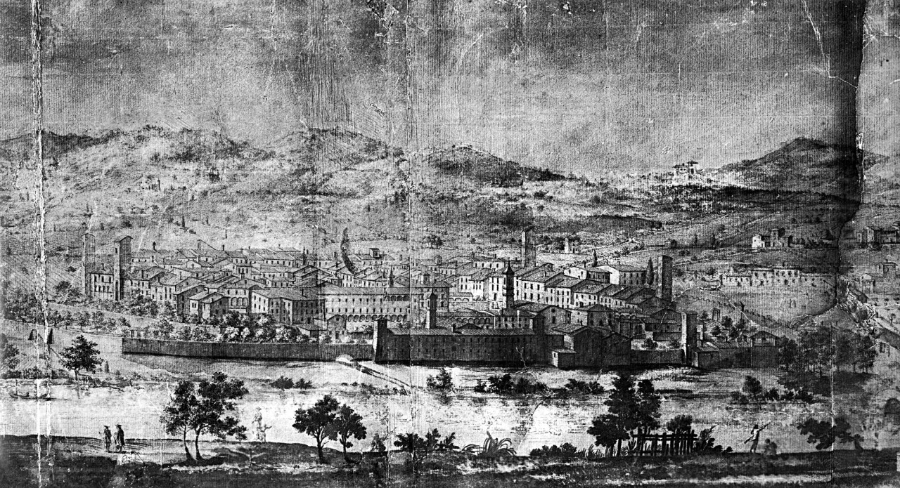 Bibbiena - collocazione ignota - Veduta di Pratovecchio (negativo) di Terreni Jacopo (attr), Gabinetto fotografico del Polo Museale Fiorentino (laboratorio) (primo quarto XX)