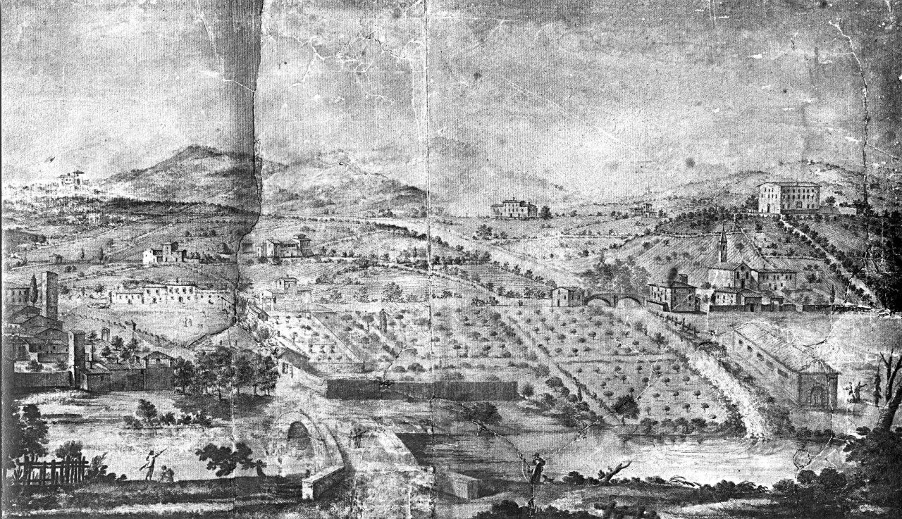 Bibbiena - collocazione ignota - Veduta di Pratovecchio (negativo) di Terreni Jacopo (attr), Gabinetto fotografico del Polo Museale Fiorentino (laboratorio) (primo quarto XX)