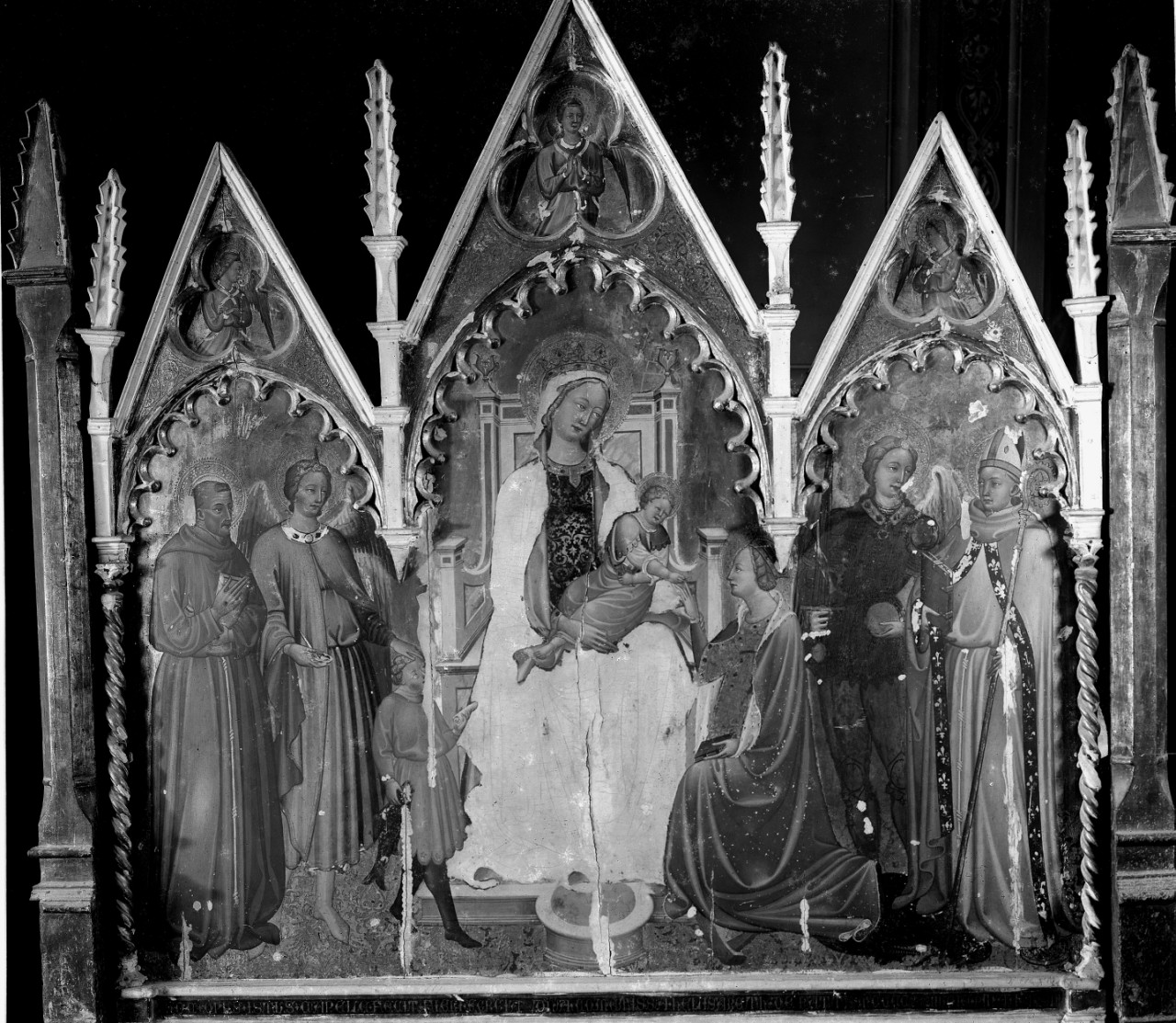 Arezzo - Castel San Niccolò - Borgo alla Collina - Chiesa di San Donato - Sposalizio Mistico di santa Caterina (1423); Tempera su tavola; Maestro di Borgo alla Collina (negativo) di Gabinetto fotografico del Polo Museale Fiorentino (laboratorio) - ambito toscano (primo quarto XX)