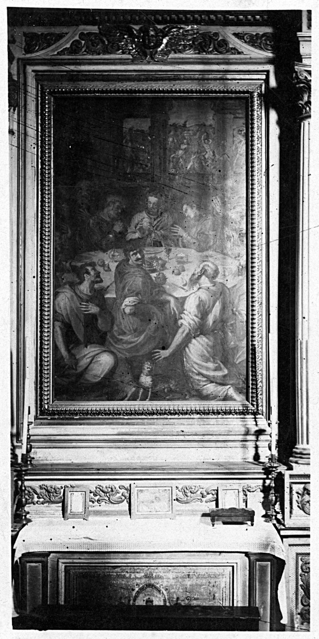 Castiglion Fiorentino - Chiesa del Gesù - altare maggiore - Ultima cena, dipinto su tela; F. Morandini (positivo) di Morandini Francesco detto il Poppi, Gabinetto fotografico del Polo Museale Fiorentino (laboratorio) (primo quarto XX)