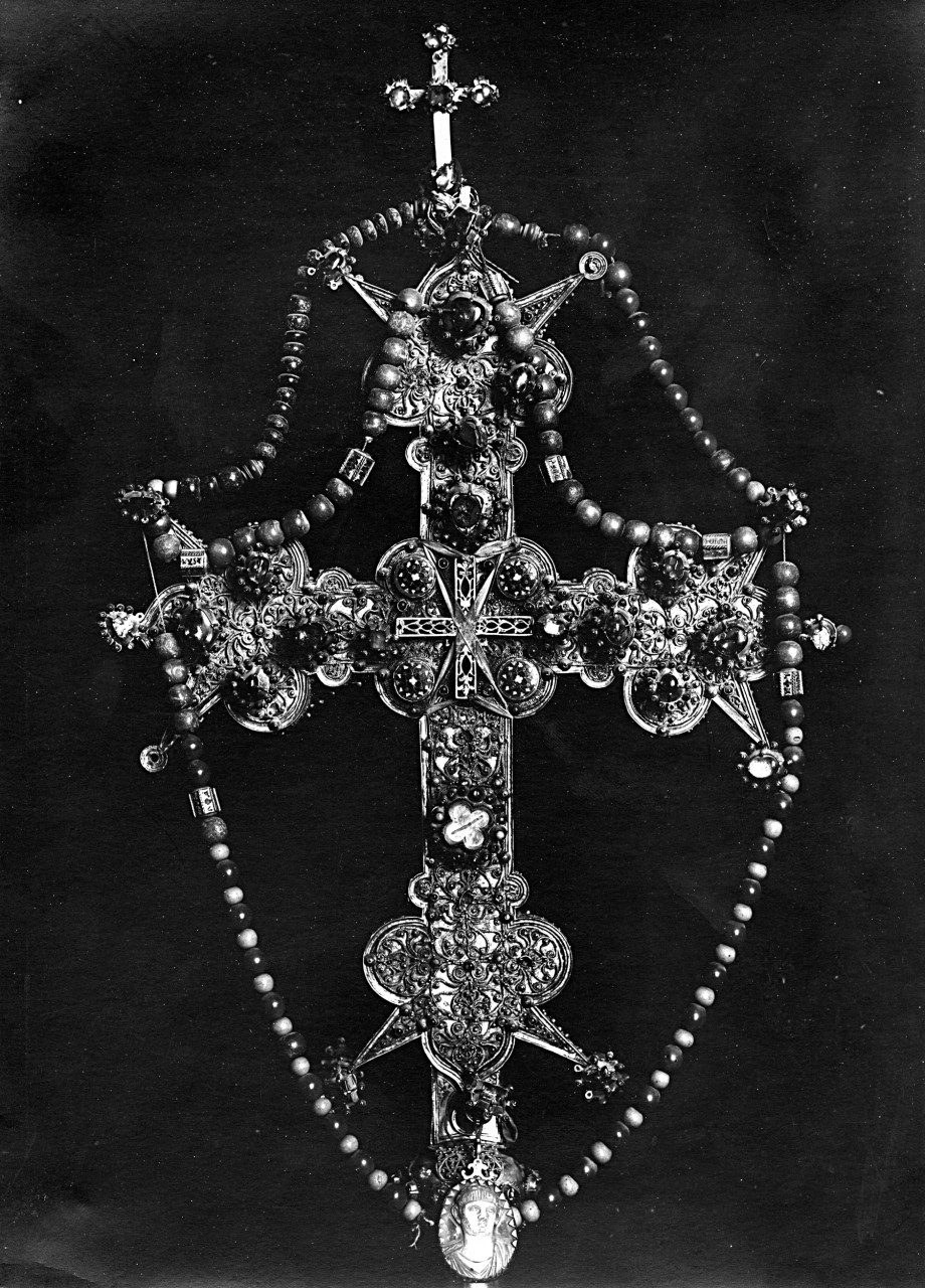 Castiglion Fiorentino - Pinacoteca - Croce Santa o Croce di Fra Mansueto - Reliquiario - argento dorato e filigrana (negativo) di Gabinetto fotografico del Polo Museale Fiorentino (laboratorio) - manifattura francese (primo quarto XX)