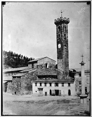 Fiesole - esterno del Duomo dal lato del campanile (negativo) di John Brampton Philpot (metà XIX)