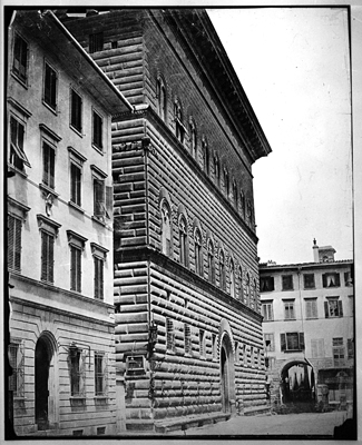 Firenze - Palazzo Strozzi - facciata est (negativo) di John Brampton Philpot (metà XIX)