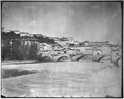 Firenze - Veduta di ponte alle Grazie verso costa San Giorgio (negativo) di John Brampton Philpot (metà XIX)