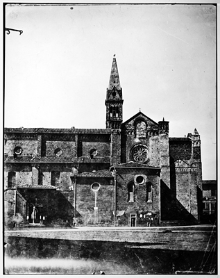Firenze - Chiesa di Santa Maria Novella - fianco destro, lungo via degli avelli (negativo) di John Brampton Philpot (metà XIX)