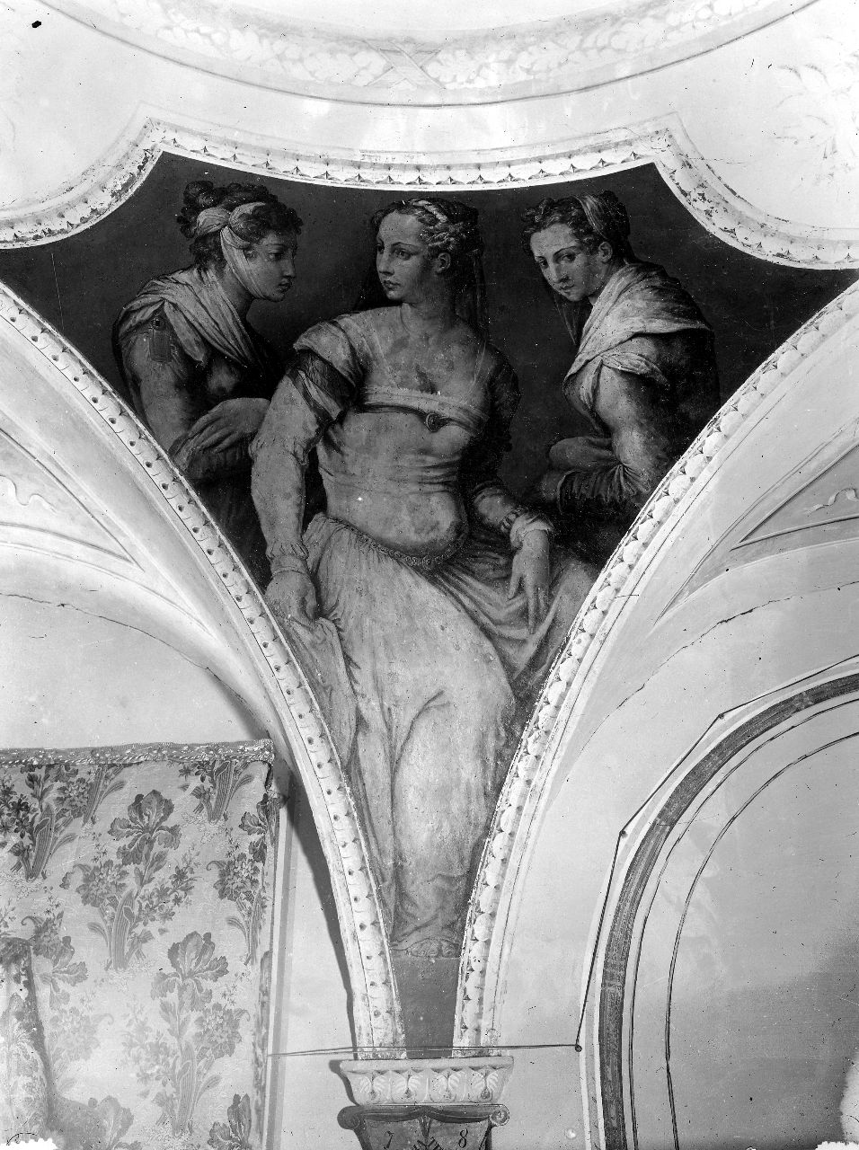 Arezzo - Casa del Vasari - soffitto affrescato nel salotto dell'Orfeo: Muse (negativo) di Vasari Giorgio, Gabinetto fotografico del Polo Museale Fiorentino (laboratorio) (inizio XX)