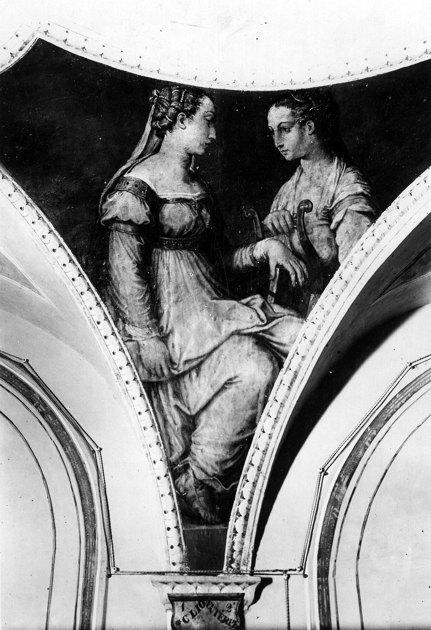 Arezzo - Casa del Vasari - soffitto affrescato nel salotto dell'Orfeo: Muse (negativo) di Vasari Giorgio, Gabinetto fotografico del Polo Museale Fiorentino (laboratorio) (inizio XX)