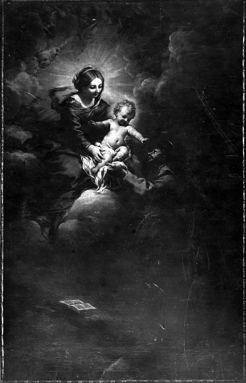 Arezzo- Chiesa SS. Annunziata. Madonna con Bambino e San Francesco d'Assisi (negativo) di Berrettini Pietro detto Pietro da Cortona, Gabinetto fotografico del Polo Museale Fiorentino (laboratorio) (inizio XX)
