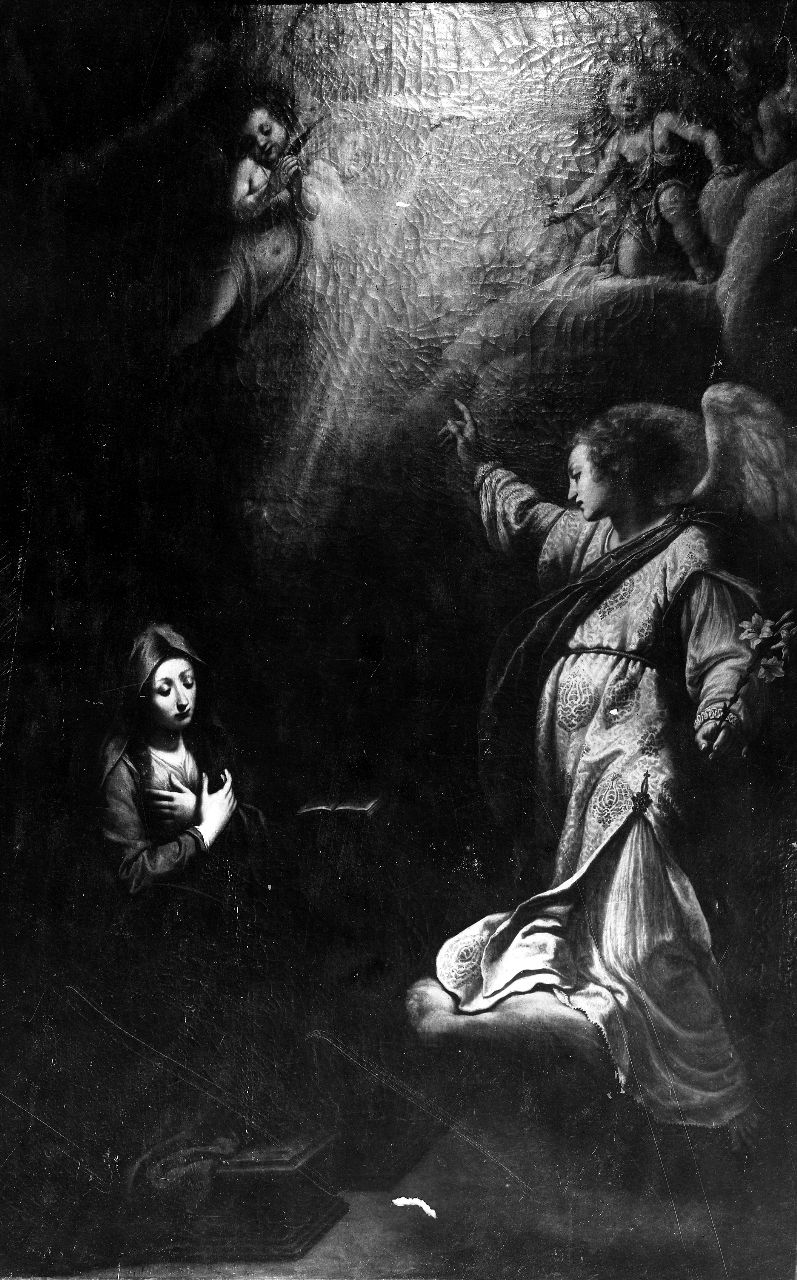 Arezzo. Chiesa SS. Annunziata. Annunciazione (negativo) di Rosselli Matteo, Gabinetto fotografico del Polo Museale Fiorentino (laboratorio) (inizio XX)