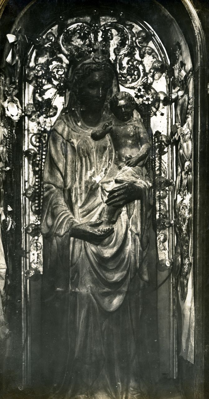 Arezzo. Chiesa SS. Annunziata. Madonna con Bambino (negativo) di Lamberti Niccolò di Pietro (attr), Gabinetto fotografico del Polo Museale Fiorentino (laboratorio) (inizio XX)