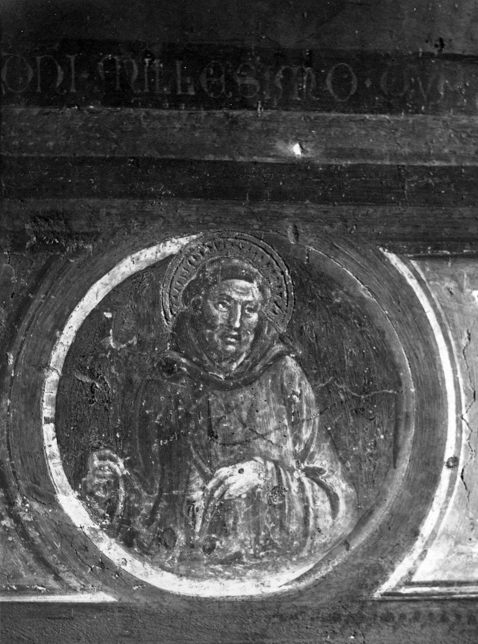 Arezzo- Conservatorio di S. Caterina- zoccolo dell'affresco - San Francesco (negativo) di Spinelli Parri, Gabinetto fotografico del Polo Museale Fiorentino (laboratorio) (inizio XX)