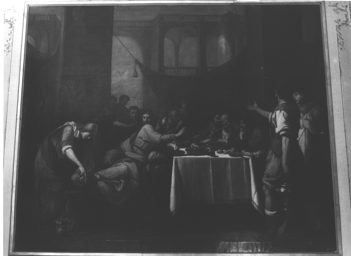 Cena di Cristo in casa di Simone il fariseo, Cena in casa del Fariseo (dipinto, opera isolata) di Fiasella Domenico detto Sarzana (primo quarto sec. XVII)
