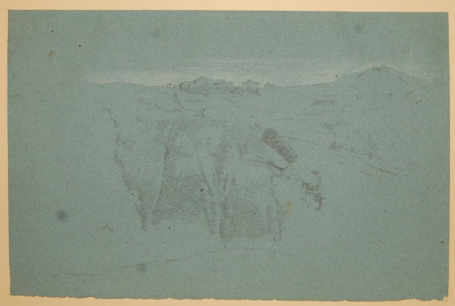 paesaggio collinoso (disegno, opera isolata) di Bruzzi Stefano (sec. XIX)