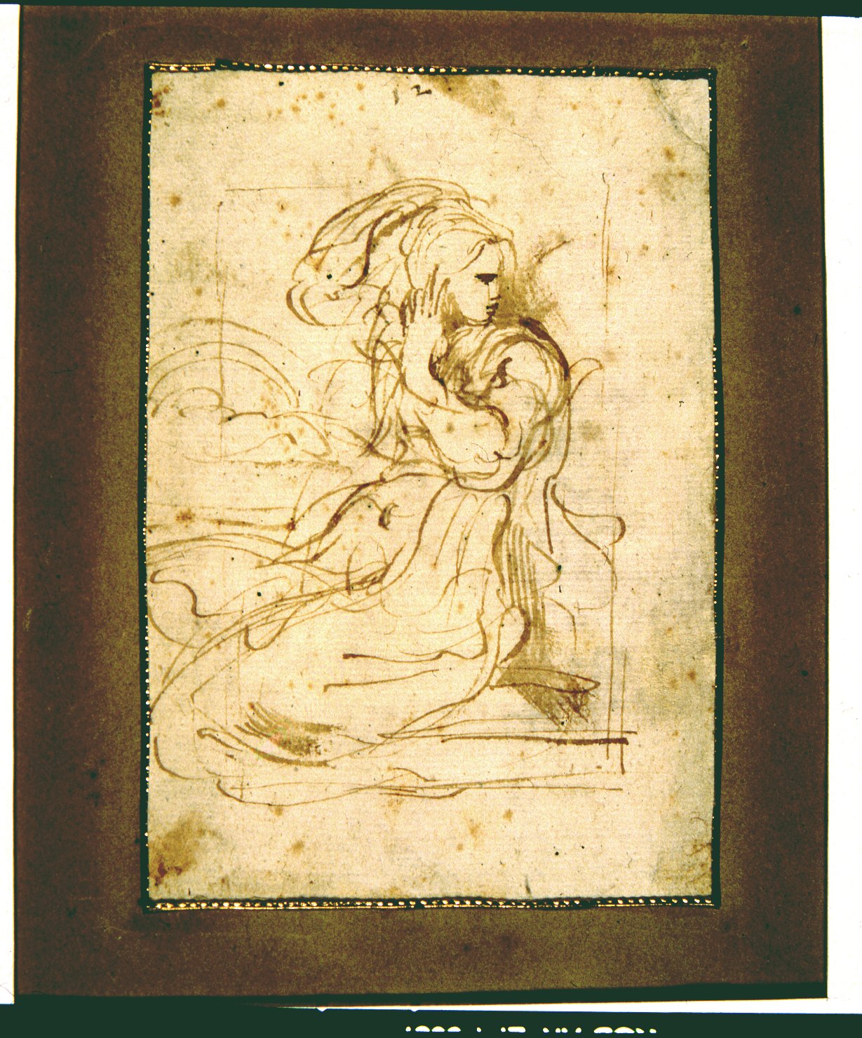 donna che si pettina (disegno) di Mazzola Francesco detto Parmigianino (sec. XVI)