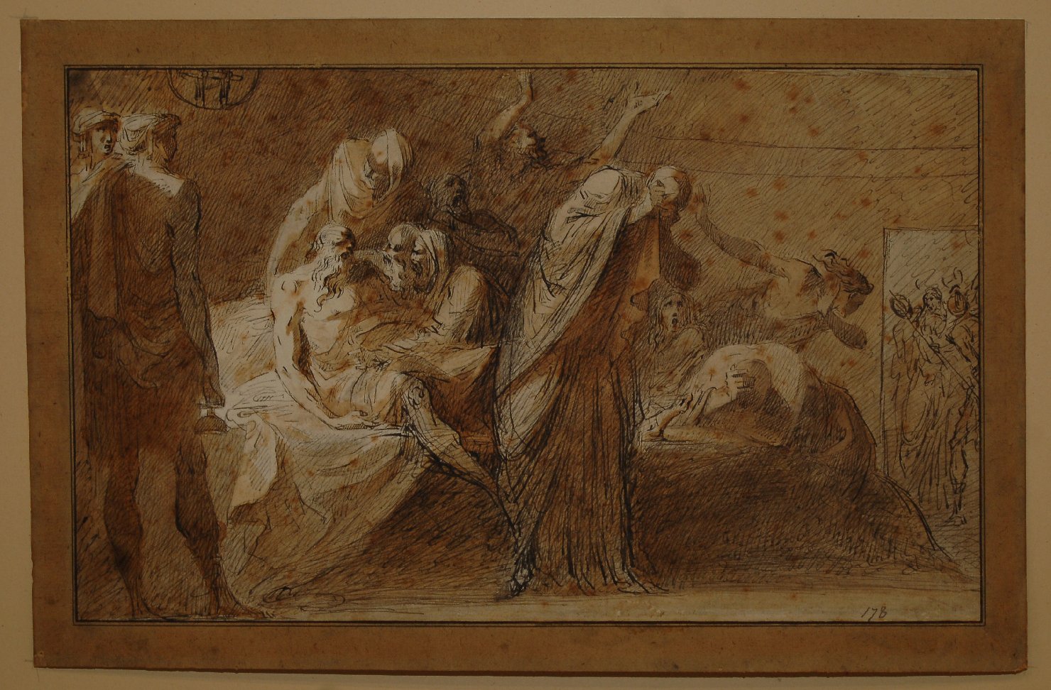 morte di Socrate (disegno preparatorio, opera isolata) di Martini Biagio (sec. XVIII)