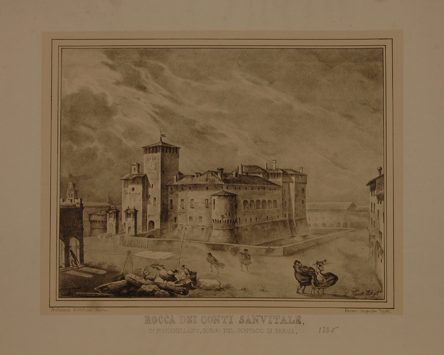 castello di Fontanellato (stampa controfondata) di Vigotti Luigi, Bertoluzzi Giuseppe (sec. XIX)