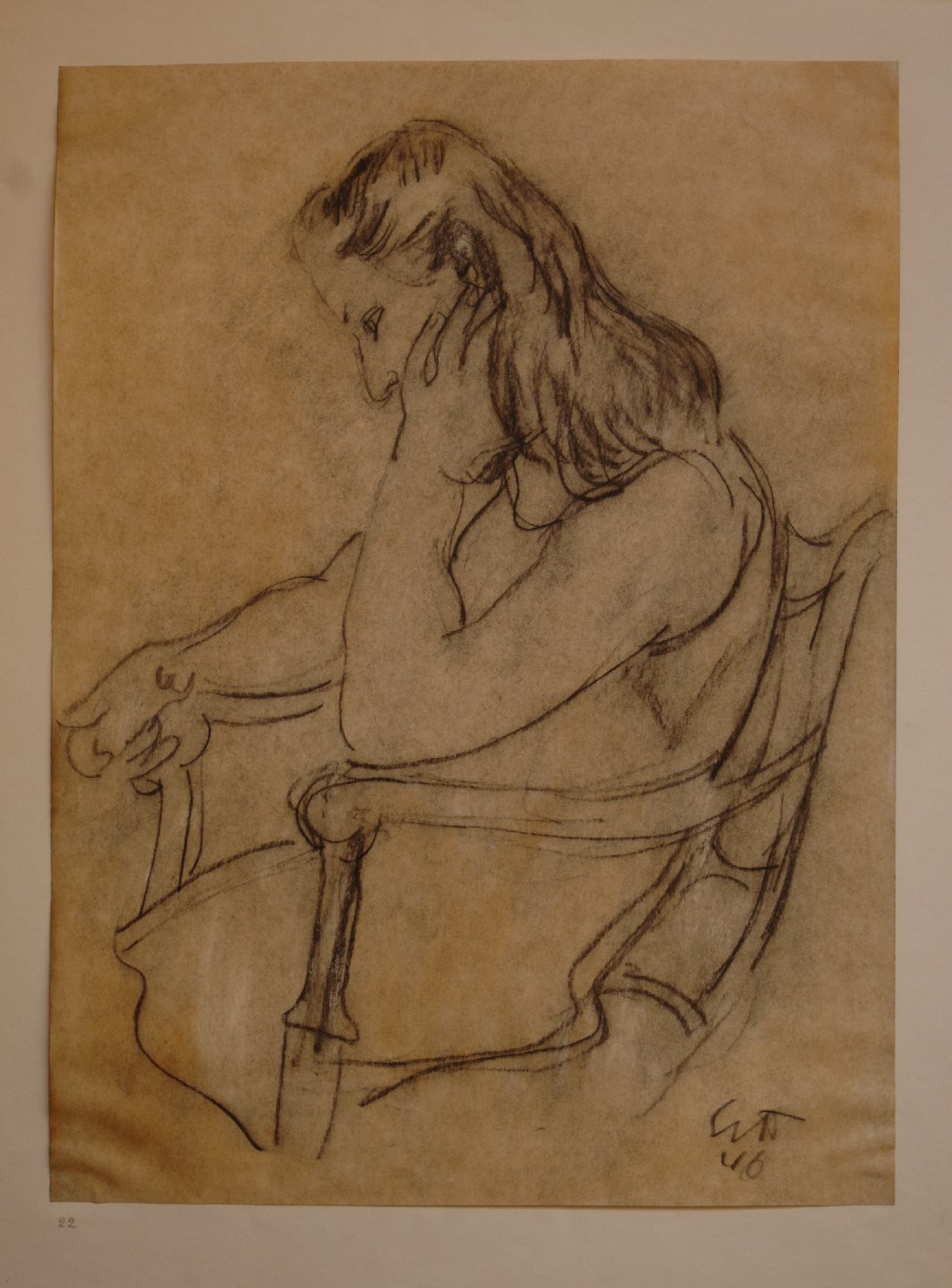 ragazza di profilo (disegno, opera isolata) di Settala Giorgio (sec. XX)