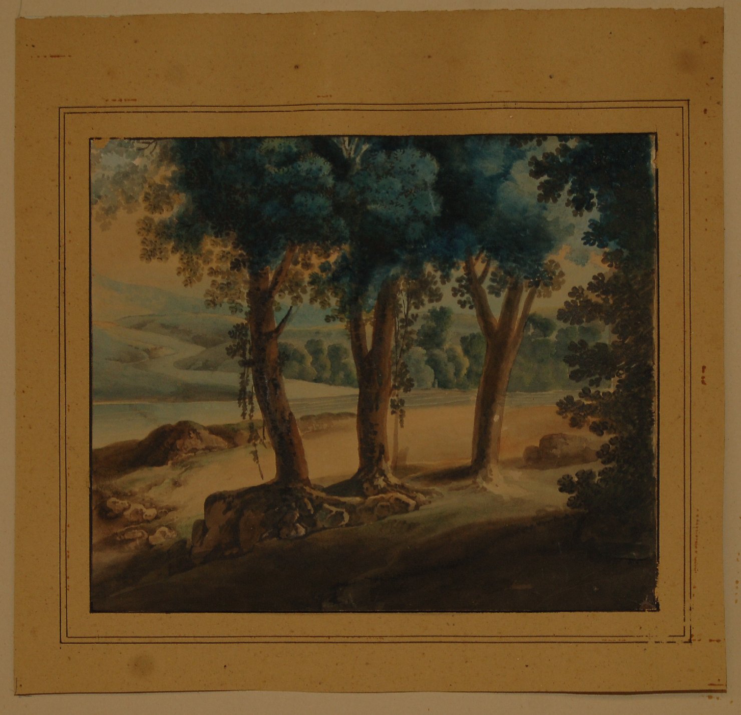 paesaggio (disegno, opera isolata) di Balzari Claudio Salvatore (secc. XVIII/ XIX)