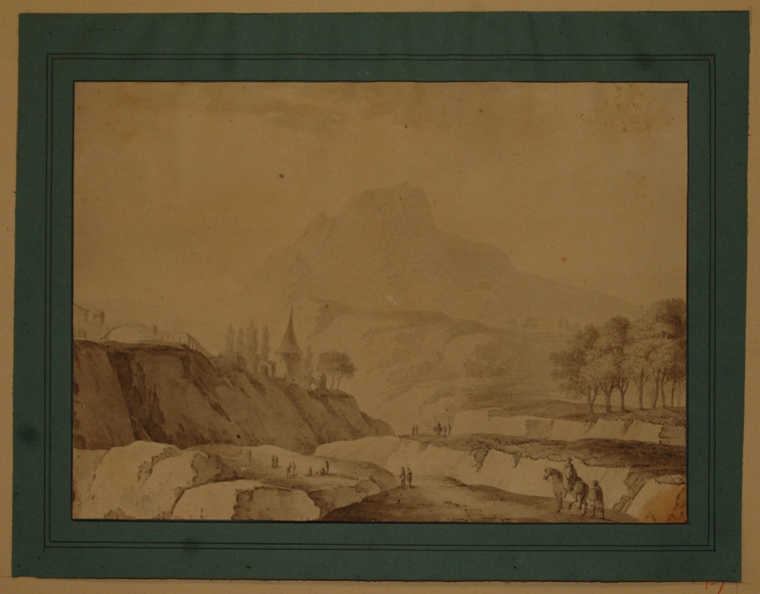 paesaggio con architetture (disegno, opera isolata) di Balzari Claudio Salvatore (secc. XVIII/ XIX)