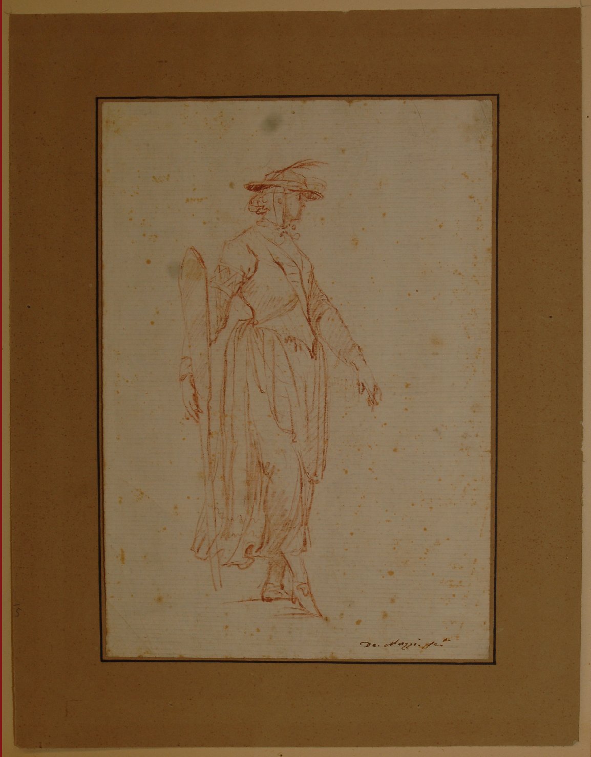 figura femminile di arcade (disegno, opera isolata) di Muzzi Domenico (secc. XVIII/ XIX)