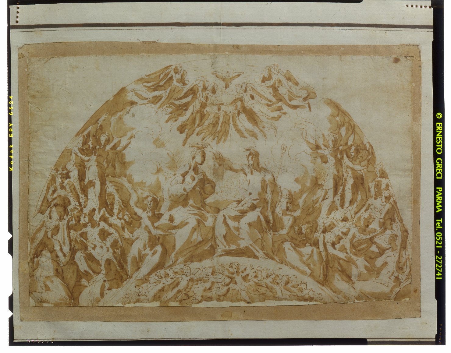 incoronazione della Vergine (disegno preparatorio, opera isolata) di Mazzola Francesco detto Parmigianino (sec. XVI)