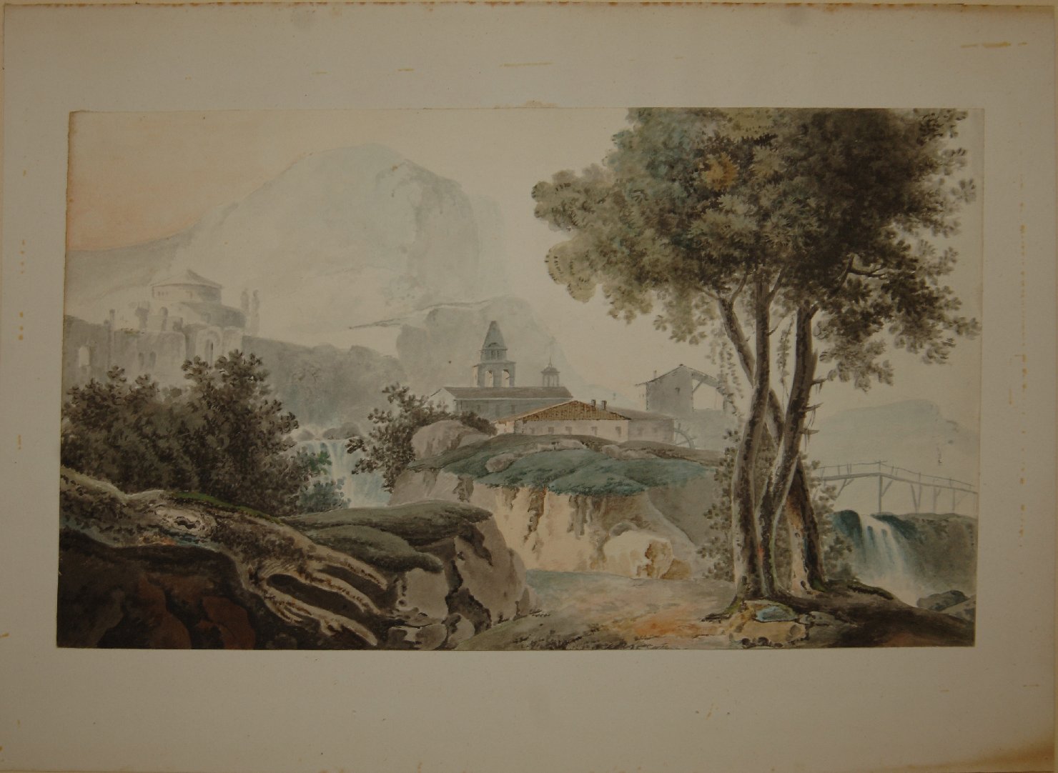 paesaggio (disegno, opera isolata) di Balzari Claudio Salvatore (attribuito) (secc. XVIII/ XIX)