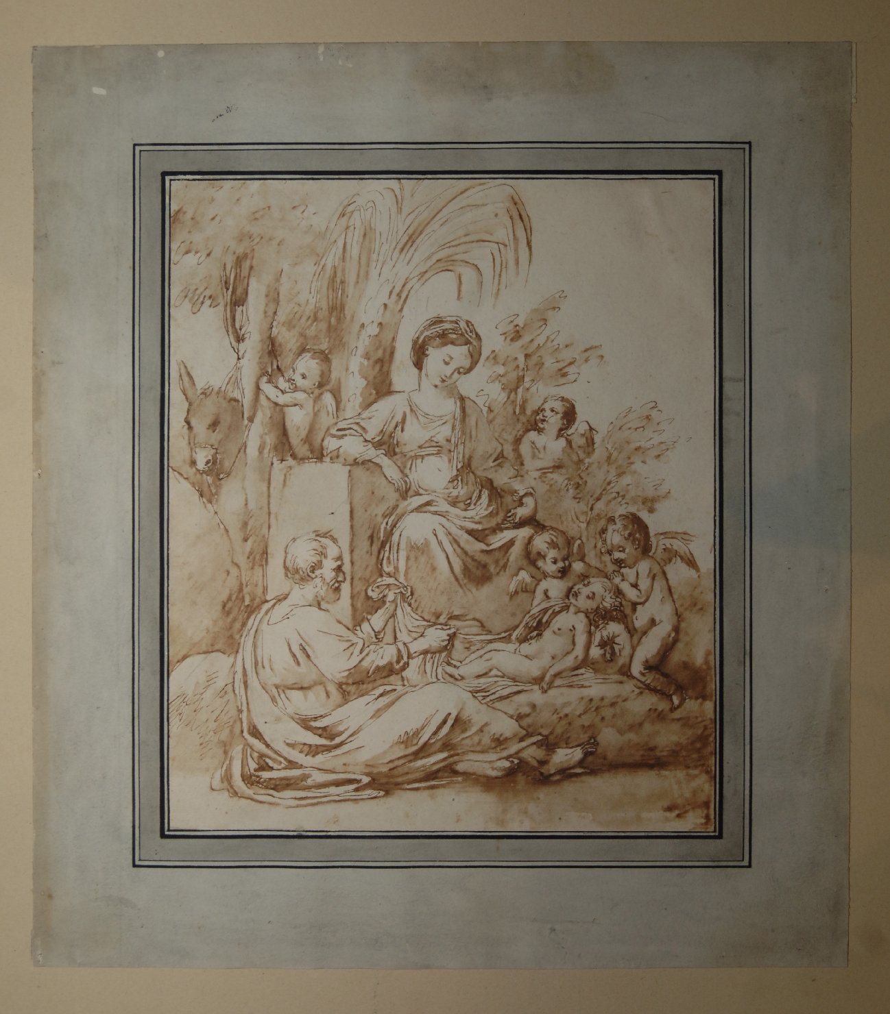 riposo durante la fuga in Egitto (disegno, opera isolata) di Martini Biagio (sec. XIX)