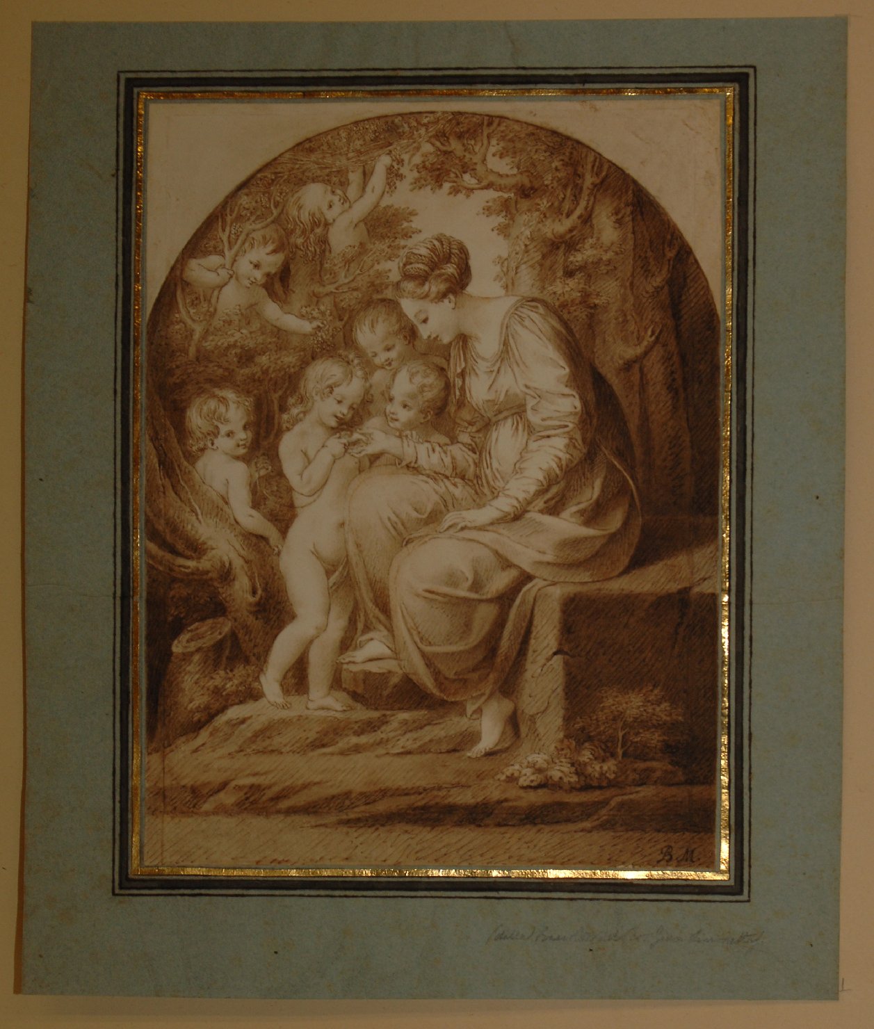 Madonna con Bambino e putti (disegno, opera isolata) di Martini Biagio (sec. XIX)