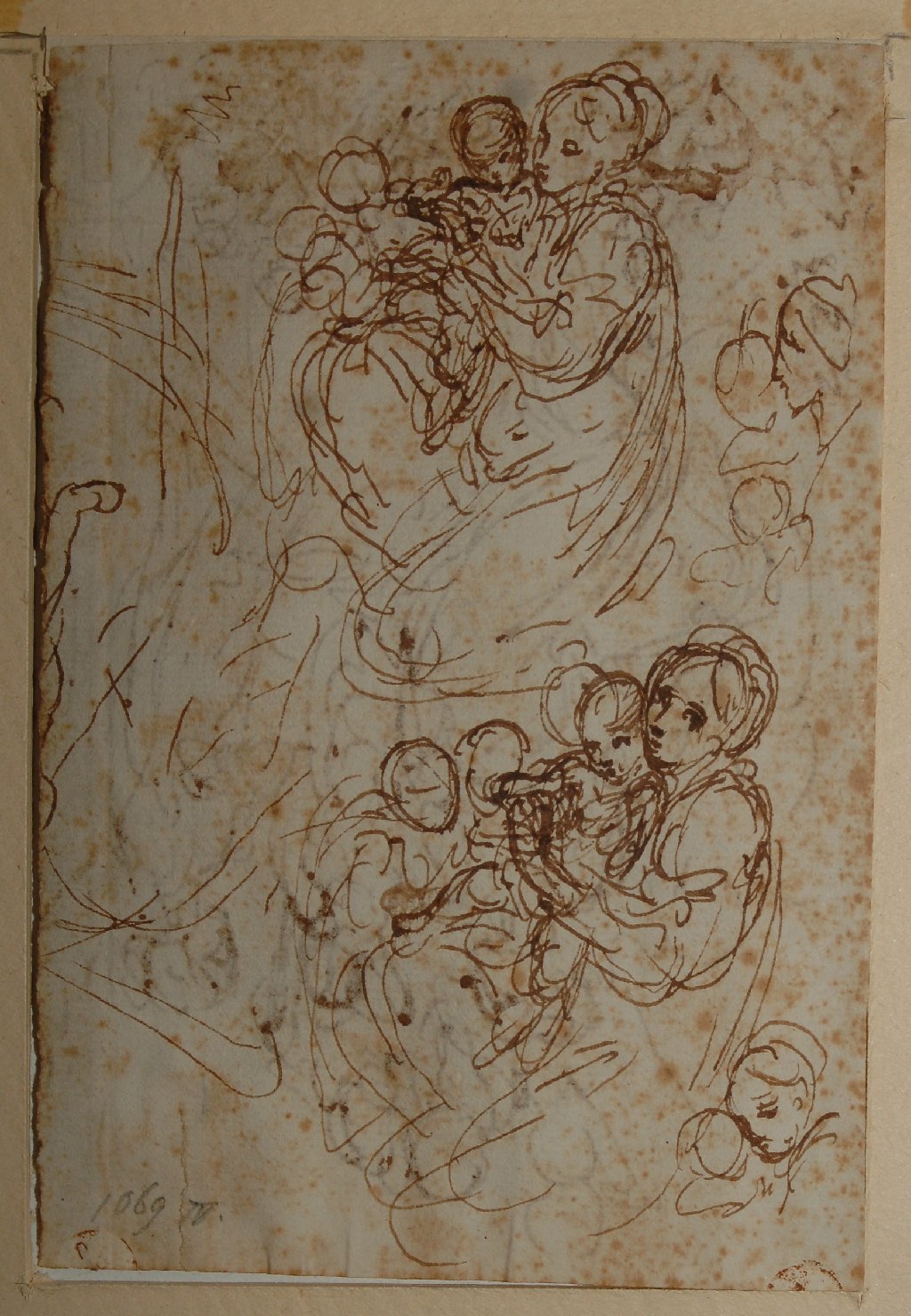 studi di Madonna con Bambino e altre figure (disegno, elemento d'insieme) di Martini Biagio (secc. XVIII/ XIX)