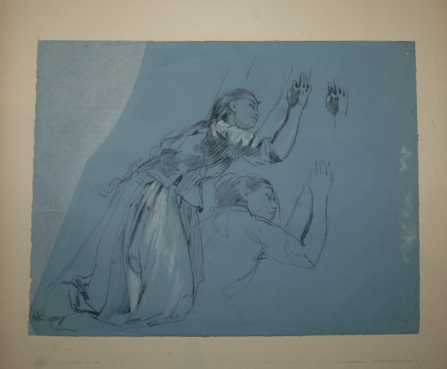 donne oranti (disegno preparatorio, opera isolata) di Barilli Cecrope (sec. XIX)