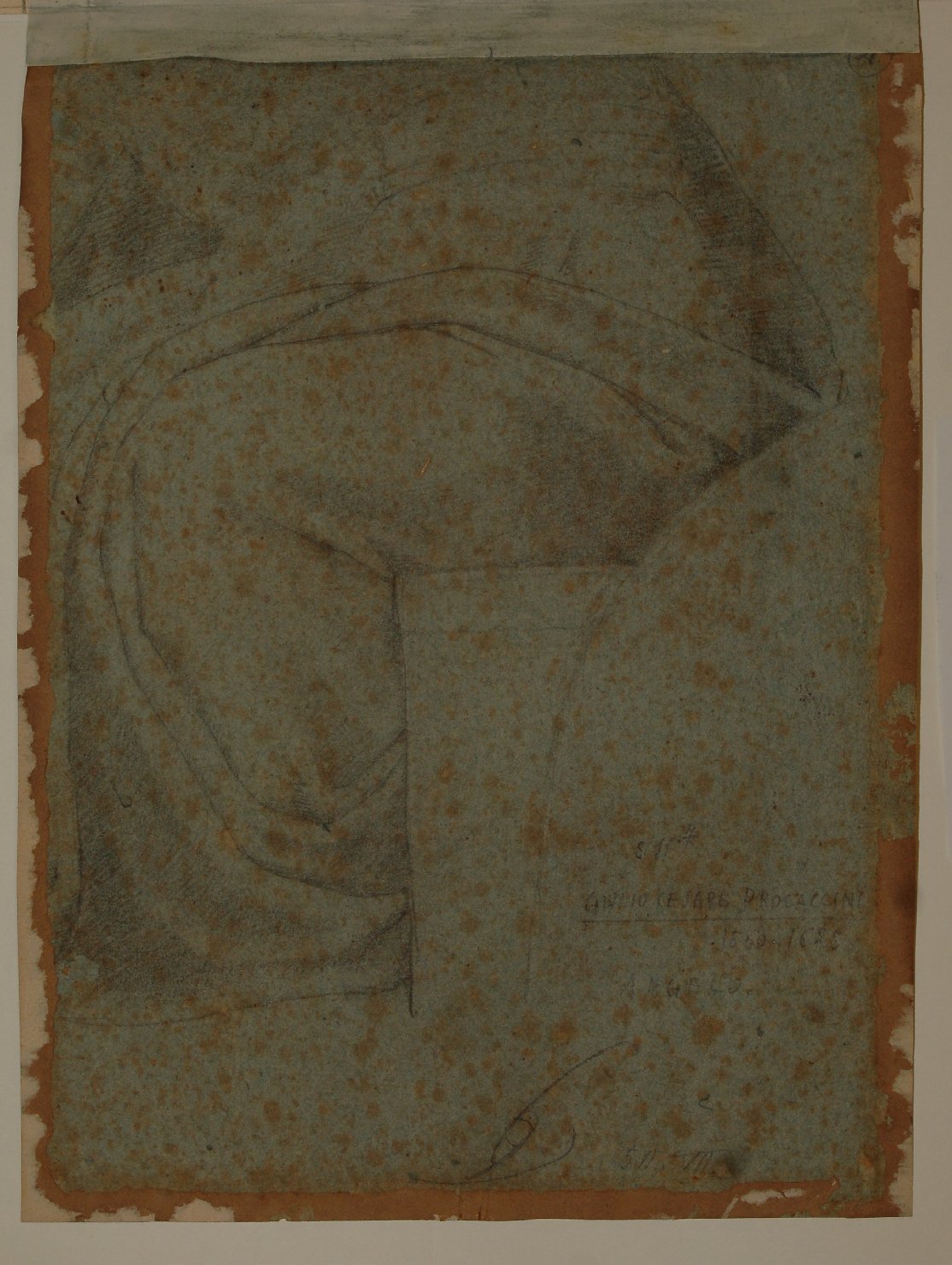 parte di figura seduta panneggiata (disegno, opera isolata) di Procaccini Giulio Cesare (attribuito) (secc. XVI/ XVII)