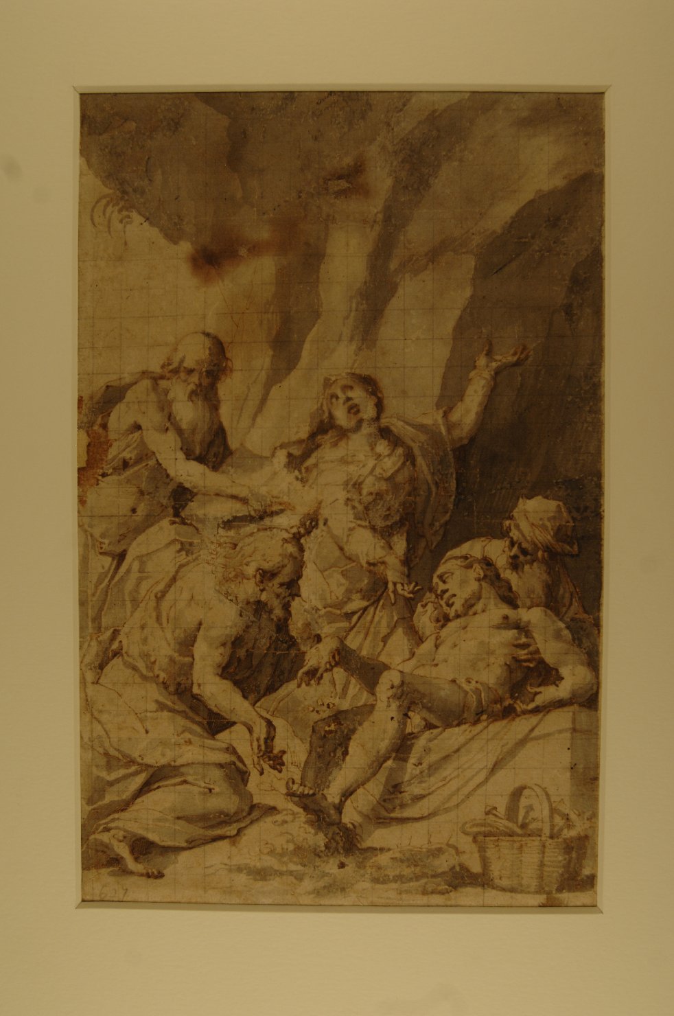 deposizione nel sepolcro (disegno preparatorio, opera isolata) di Trotti Giovan Battista detto Malosso (secc. XVI/ XVII)
