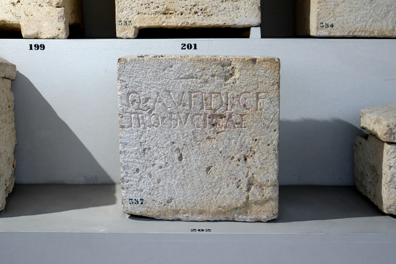 urna/ cineraria, cassa con iscrizione, cubica, liscia (metà I a.C)