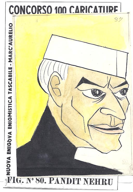 Pandit Nehru (disegno, opera isolata) di Castellano Franco (attribuito) (sec. XX)
