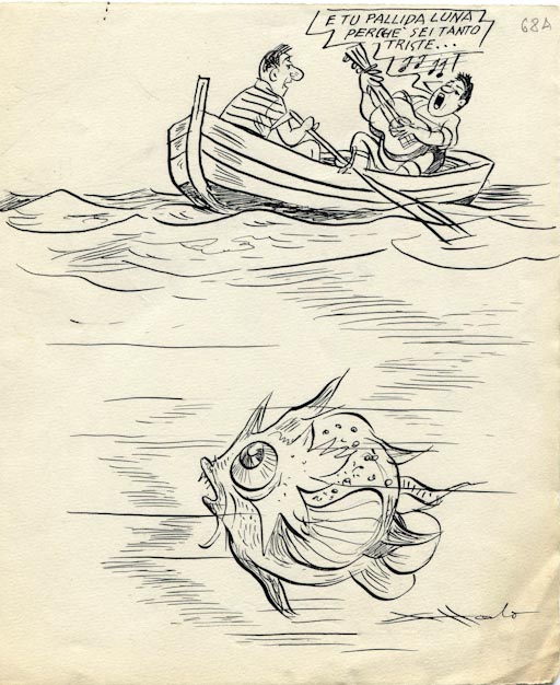 Il pesce luna, Figure maschili (disegno, opera isolata) di Colizzi Gioacchino detto Attalo (attribuito) (sec. XX)